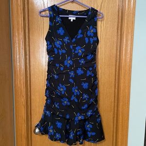 Milly Butterfly Flower Dress Black Blue Floral Sleeveless Size 2